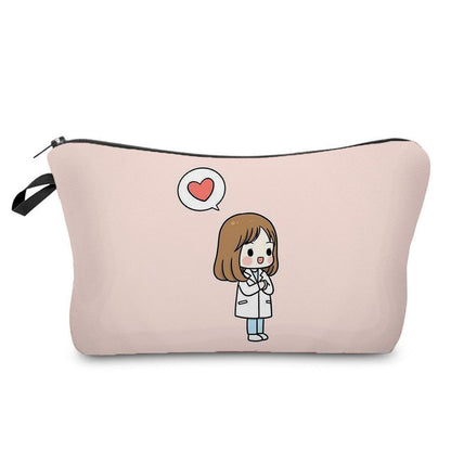 Double Sided Printed Cosmetic Organizer Bag Storage Practical Makeup Bag Handbag