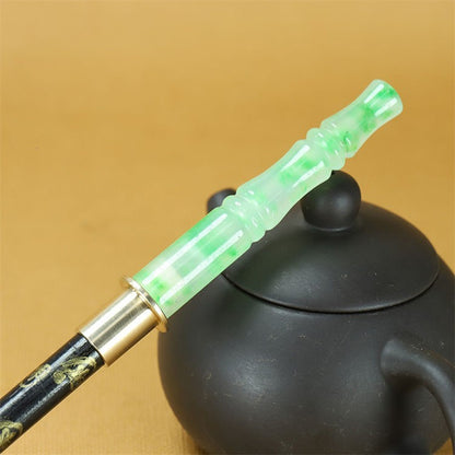 Natural Jade Bamboo Joint Pipe Mouthpiece Healthy Tobacco Pipe Filter Men Gift