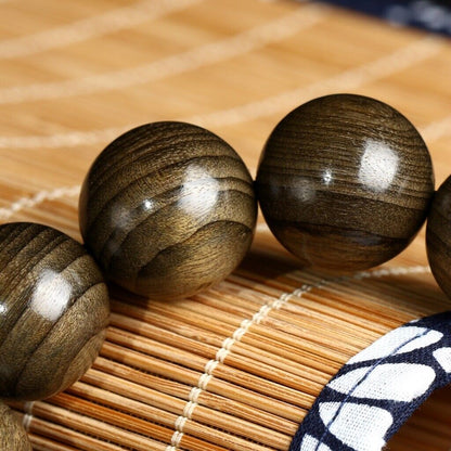 Jin Si Nan Ebony Dark Wood Buddha Bead Bracelet 20/18/15Mm Men's Bracelet