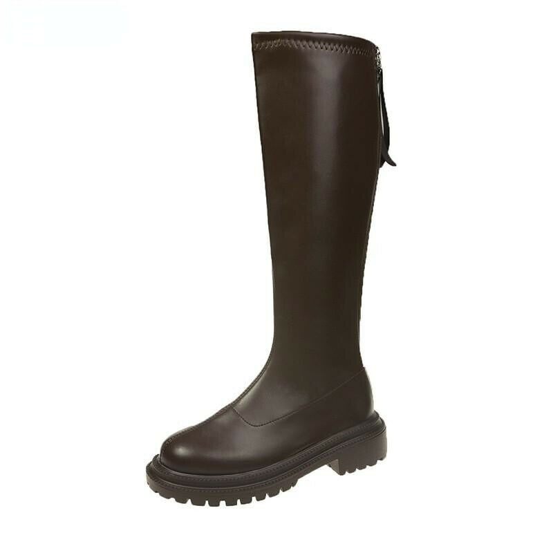 Winter 2022 Long Zip Round Toe Boots Knee High Luxury Chelsea Platform Platforms