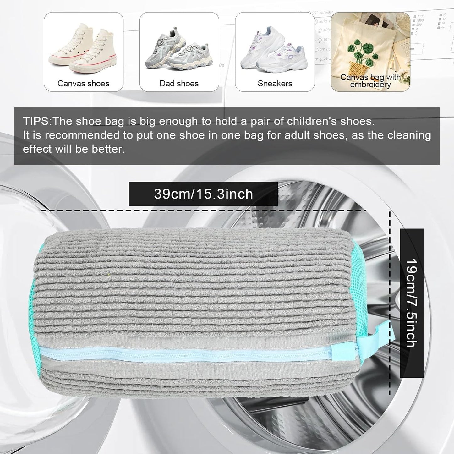 NEW Reusable Zippered Shoes Laundry Bag - Washing Machine Safety Cleaner Tool