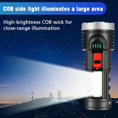2 Linterna LED tactica Recargable Linterna Alta Potencia Casa Batería Poderoso
