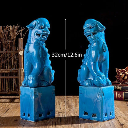 Pair Fu Dogs Buddha Dogs Guardian Lions Ceramic Sculpture Home Design