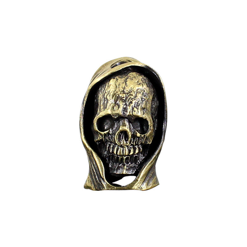 EDC Copper Knife Lanyard Bead Skull Head Paracord Bracelet Bead Keychain Pendant