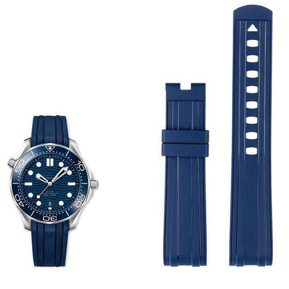 Rubber Watch Strap Fit For Omega Seamaster 300 Waterproof Diving 20mm Band