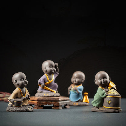 creative tea pet Zen style monk statue table house warming gift purple clay new