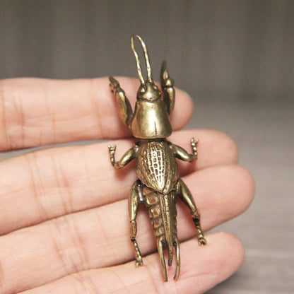 1PC Insect Mole Cricket Figurines Tea Pet Desktop Ornament Vintage Brass