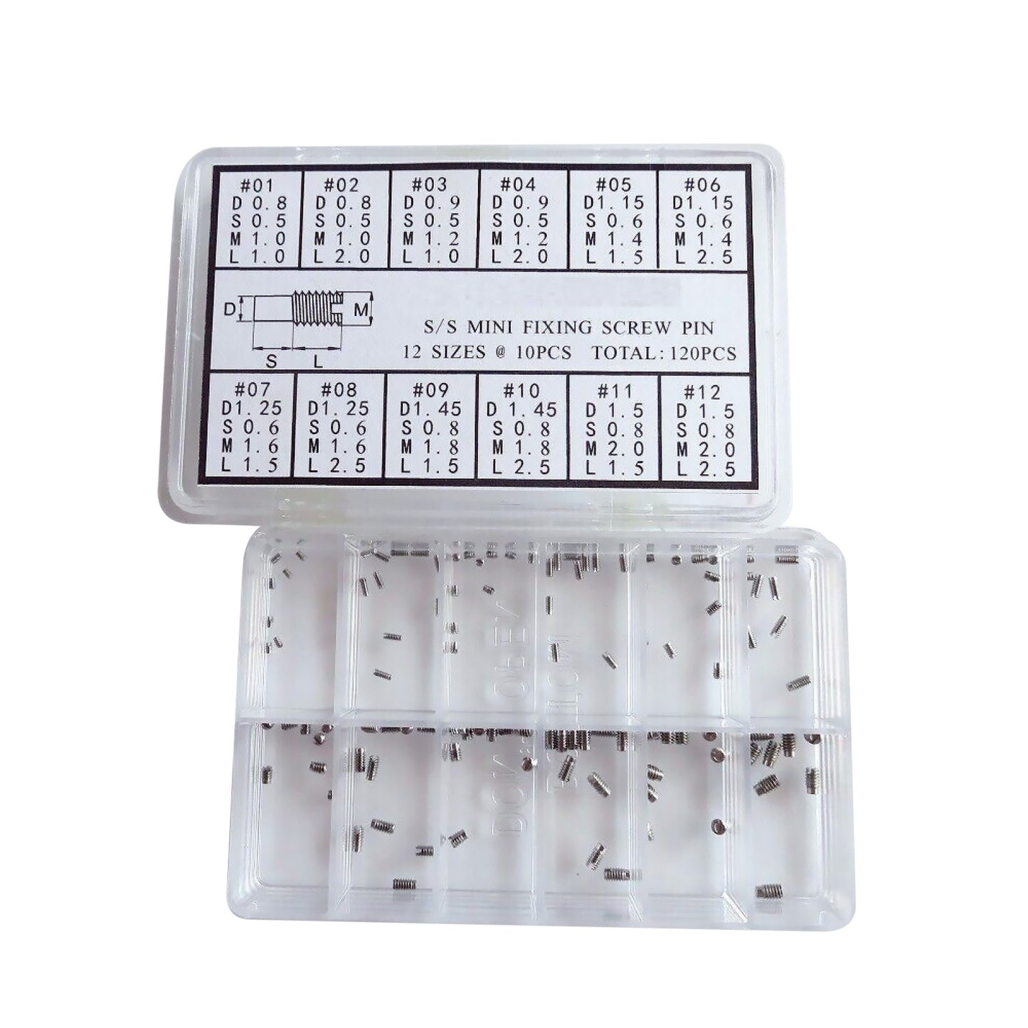 120Pcs 0.8mm-1.5mm Stainless Steel Mini Watch Fixing Screws Pins Repair Tool Box