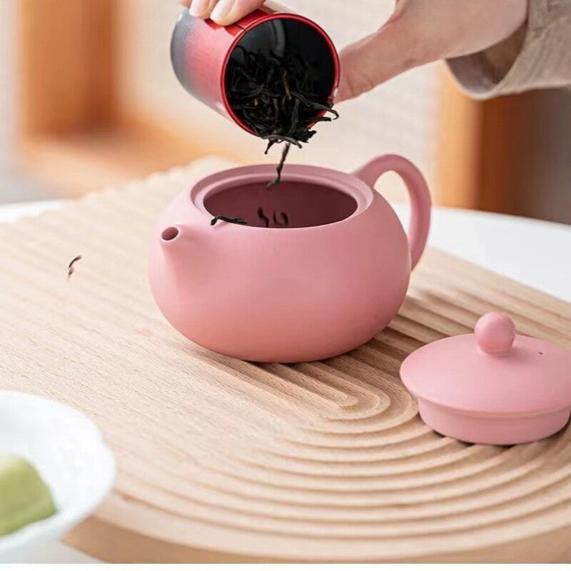 Handmade Tea Pot Real Yixing Zisha Pot Matching Tea Cup Xishi Pot Pink For Lady