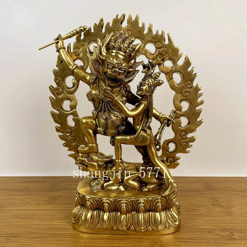 21cm Tibet Buddhism Bronze Hevajra Mandkesvara HAPPY Budda Yab-Yum Buddha Statue