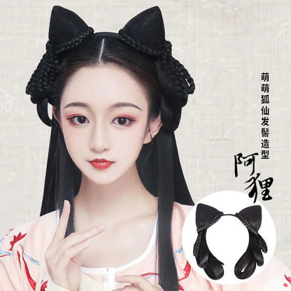 Ming Dynasty Hair Hoop Costume Wig with Built-in Bun Chinese Hair Accessories