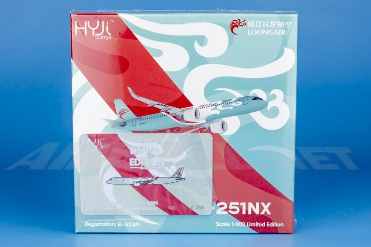 11cm 1:400 HYJLwings Loong Air Airbus A321neo B-32AN Diecast Aircraft Model