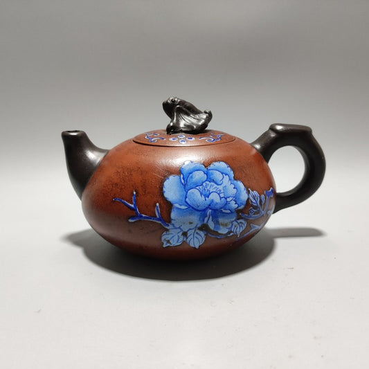 Vintage Chinese Yixing Purple Clay Teapot Zisha Ceremony Painted Nice Teaware