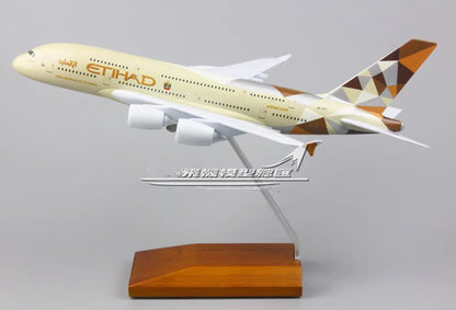 28CM ETIHAD AIRWAYS AIRBUS A380 Passenger Aircraft Plane Diecast Airplane Model