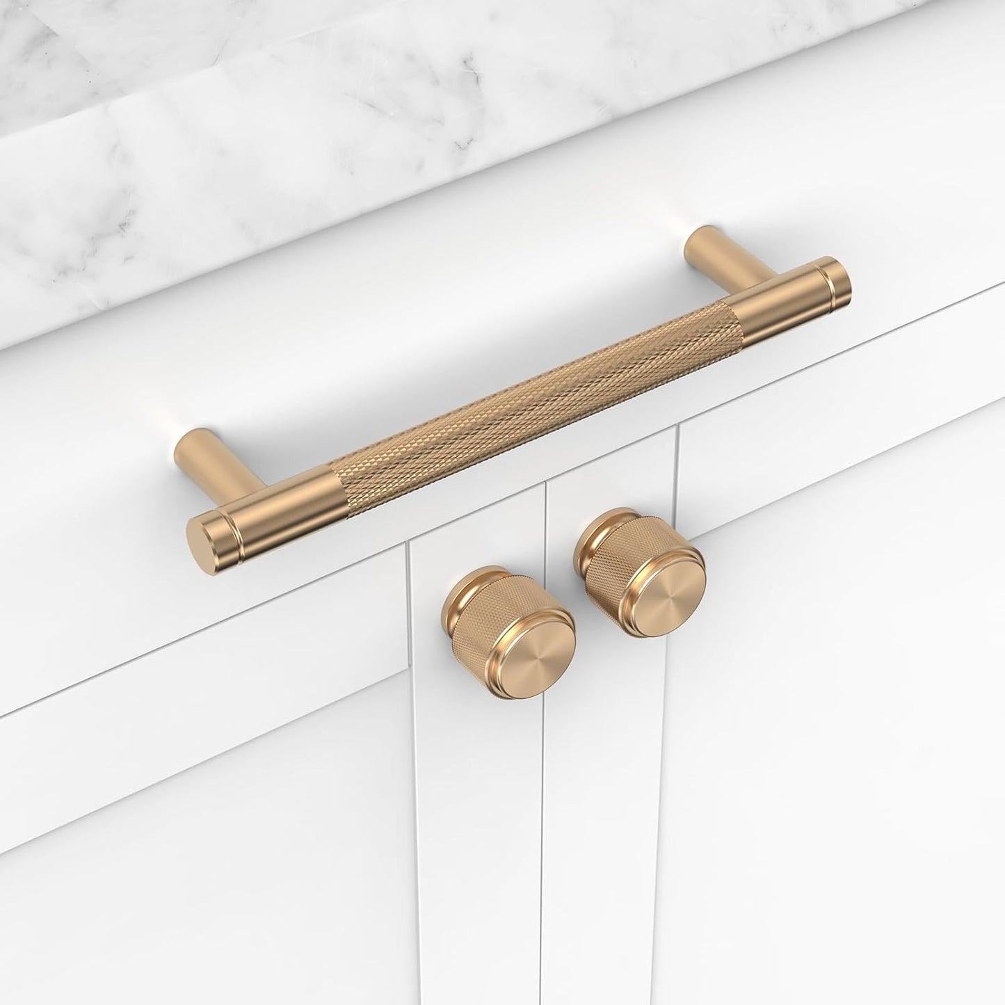 10 Pack Champagne Bronze Knurled Kitchen Cabinet Knobs, Cupboard Handles Kitchen
