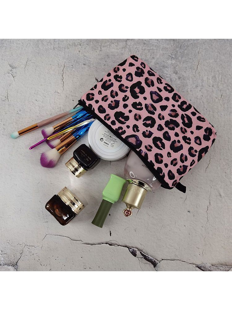 Leopard Printed Cosmetics Organizer Bag Storage Waterproof Makeup Purse Travel