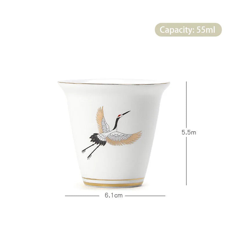 1PC Chinese Ceramic Teacup Hand Painted Bird Pattern Handmade Tea Bowl Set