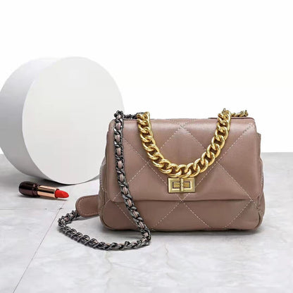 Mini Quilted Sheepskin Leather Small Flap Purse Shoulder Bag Tote Clutch Chains