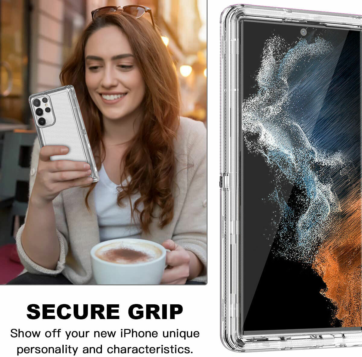 For Samsung Galaxy S22 S22+ S22 Ultra Clear Case w Clip Holster Belt Stand Cover - Thumbnail 2