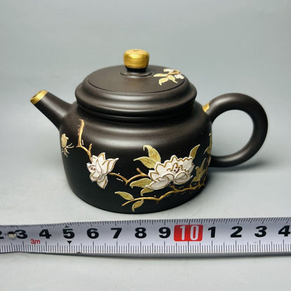 Vintage Chinese Yixing Purple Clay Teapot Zisha Ceremony Painted Nice Teaware
