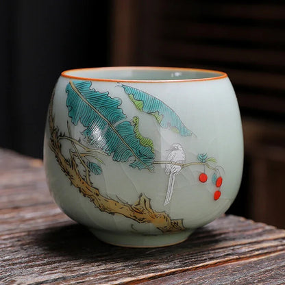 1pc Tea Accessories Kiln Restoring Ancient Ways Celadon Teacup Porcelain Chinese