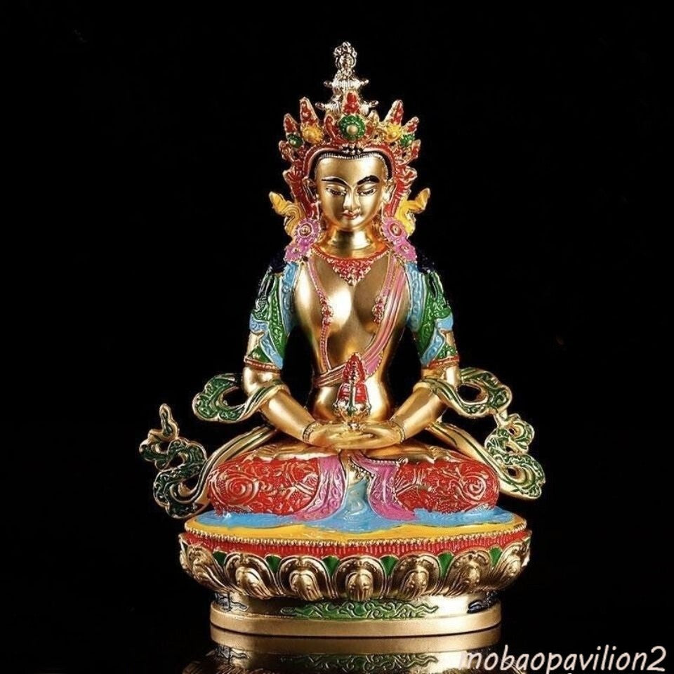 Handpainted Home Amitayus Amitabha Meditation Buddha of wealth luck statue