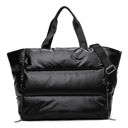 Large Shoulder Bag Waterproof Nylon Bag Space Padded Cotton Feather Down Tote