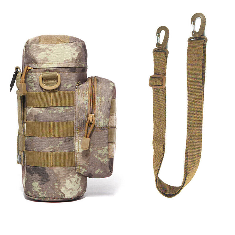 Tactical Molle Water Bottle Pouch Kettle Climbing Waist Shoulder Bag Outdoor
