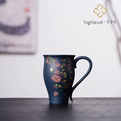 80ml Yixing Purple Clay Handpainted Hydrangea Cup Master Cup Kungfu Teaware