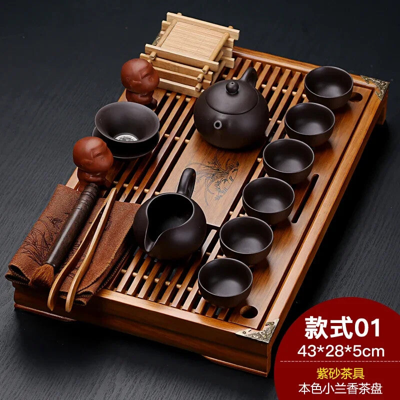 Purple Clay Chinese Tea Cup Set Porcelain Vintage Simple Kung Fu Luxury Tea Set