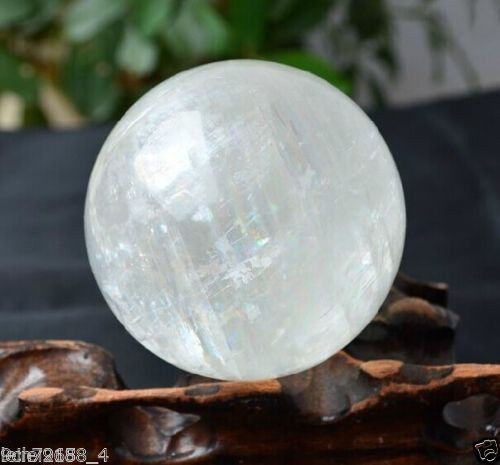 75MM Natural White Calcite Quartz Crystal Sphere Ball Healing Gemstone AAA