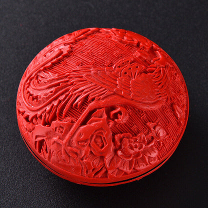 chinese lacquerware box Japan lacquerwork carved Phoenix statue jewelry dresser