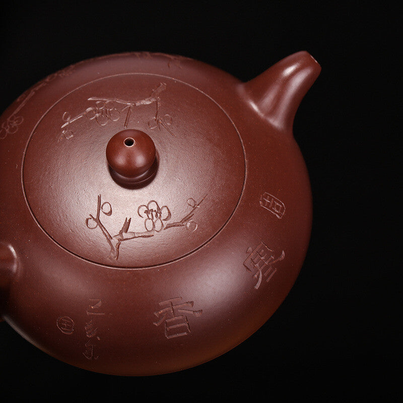 China Yixing Zisha Pottery Purple Zhu Clay Handmade 150cc Plum Blossom Teapot