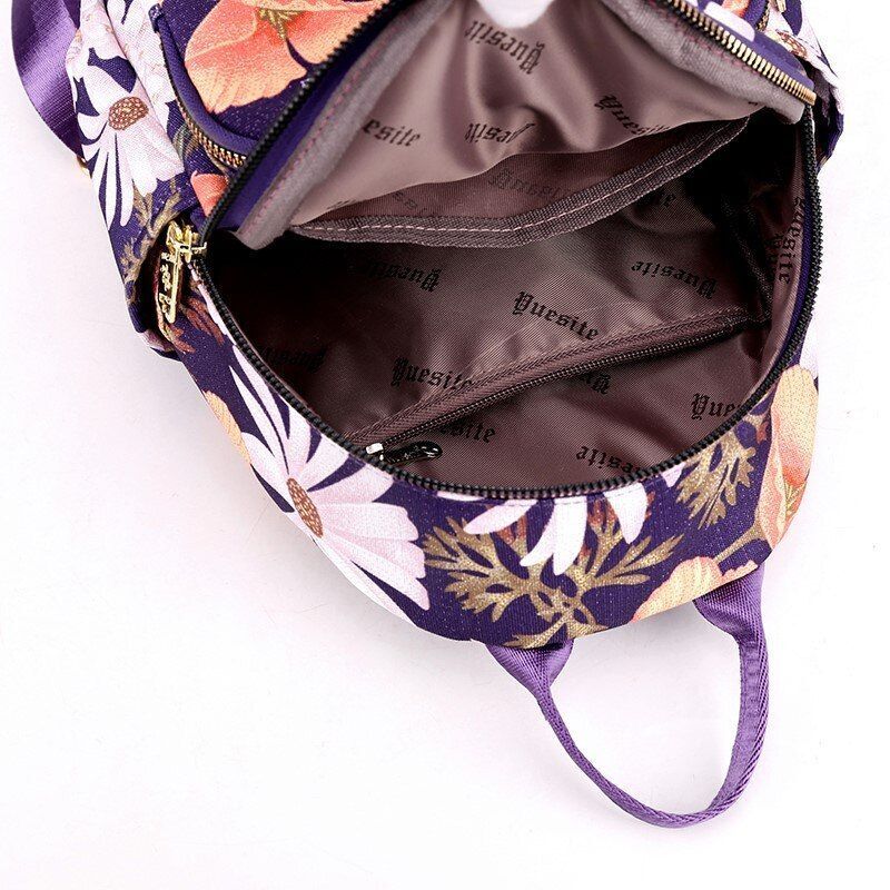 Soft Nylon Small Backpack School Bags Polyester 17*10*28 CM Softback Floral 1 PC