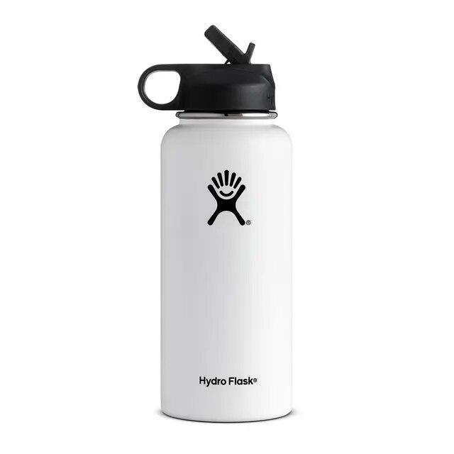 Hydro Flask Water Bottle Stainless Steel Insulated Wide Mouth Lid Straw Drink A+