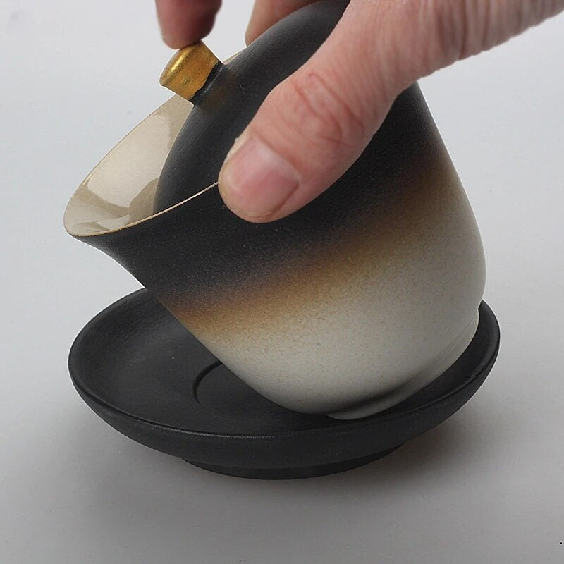 170ml Black Pottery Chinese Gaiwan Wedding Ceramic Tea Infuser Household
