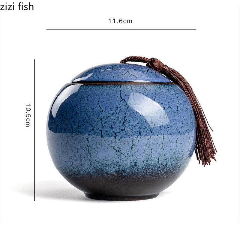 Creative Spherical Ceramic Tea Caddy Tea Set Household Large-Capacity Sealed