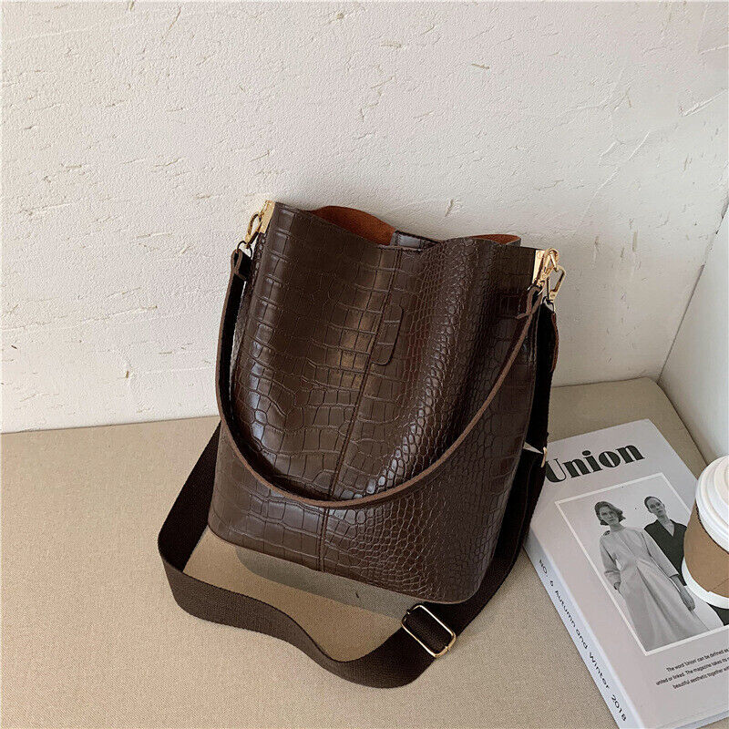 Pattern Crossbody Bags Women PU Leather Shoulder Handbags Bucket Bag