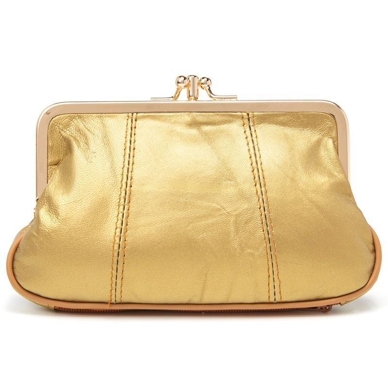 Women Coin Purse Leather Small Wallet Soft Change Purse Metal Frame Card Holder