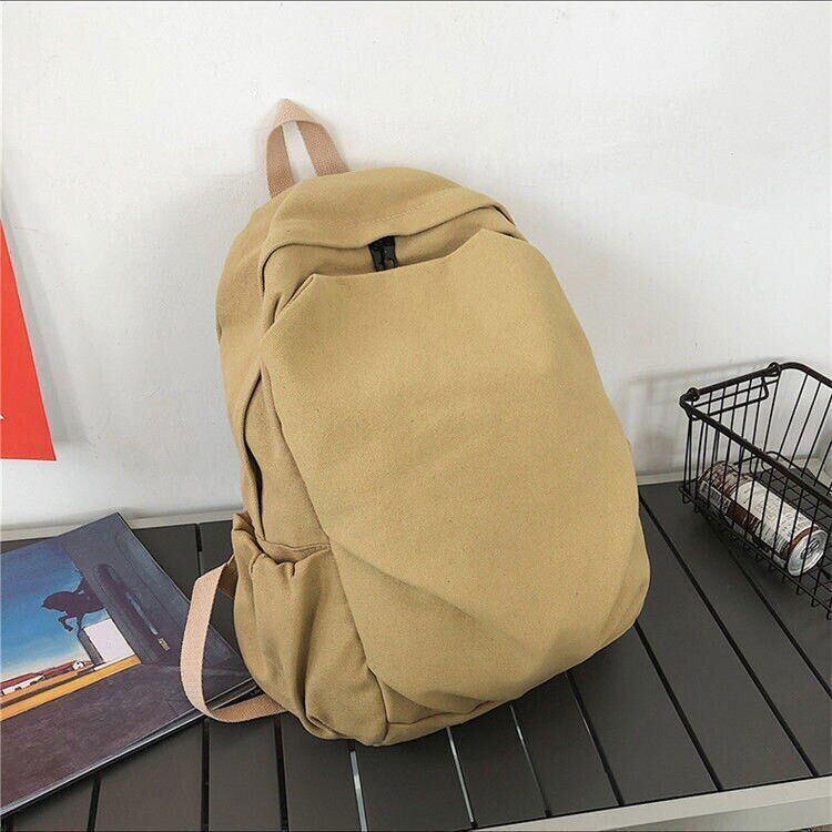 Backpacks Women Zipper School Bag Canvas Simple All-match Vintage Korean