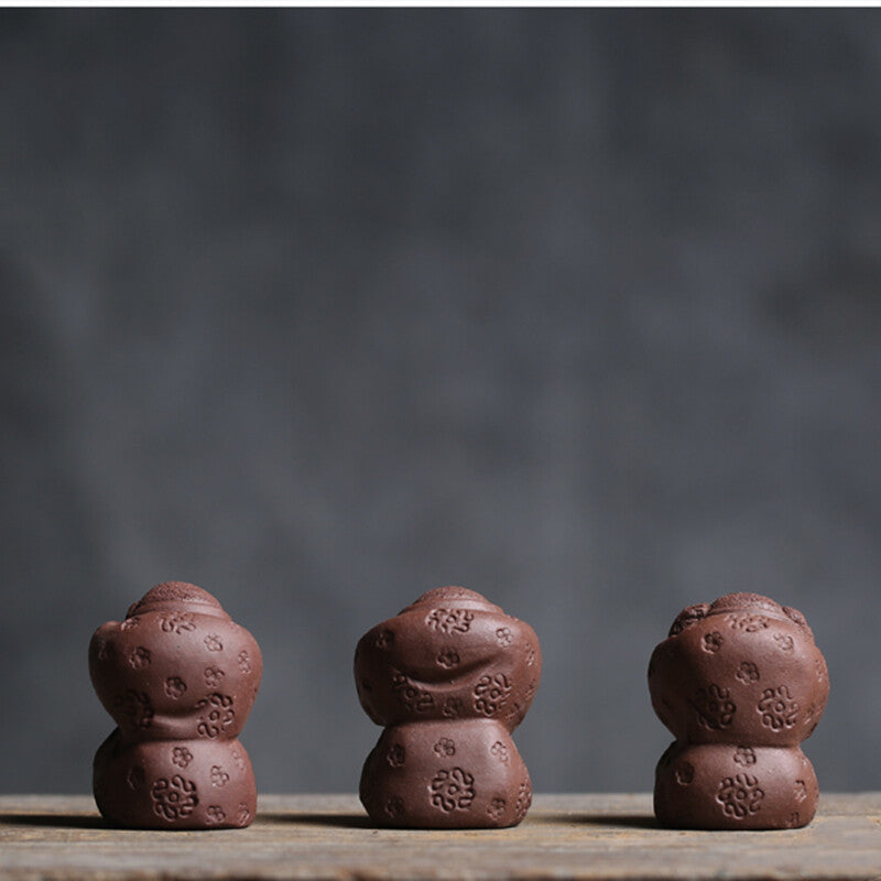 3pcs/lot Little Monkey Statue Home Table Decoration Lovely Zisha Tea Pet Mascot