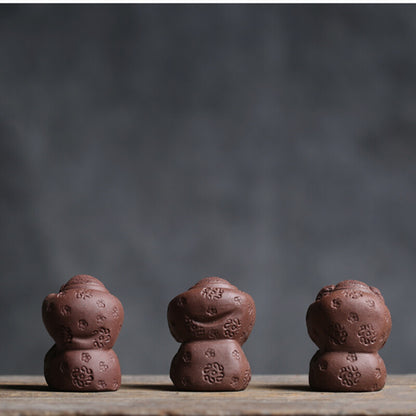3pcs/lot Little Monkey Statue Home Table Decoration Lovely Zisha Tea Pet Mascot