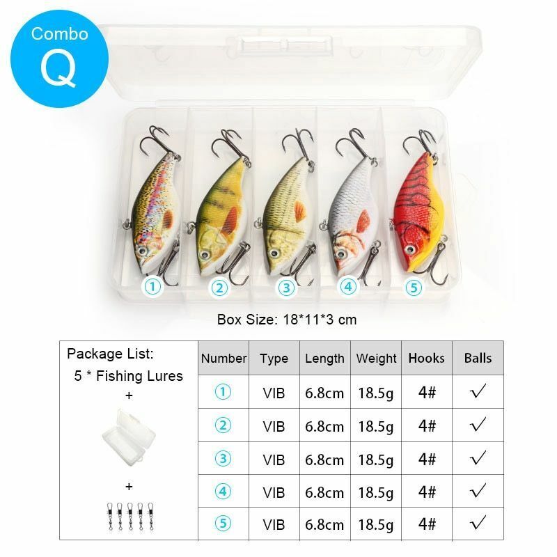 5Pcs/Set Sinking Wobblers Crankbaits Fishing Kit Artificial Hard Lures Swimbaits