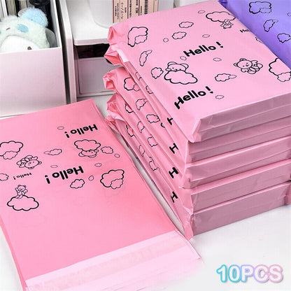 10Pcs Courier Bag Envelope Packaging Bags Pink Waterproof Self Adhesive Seal Bag