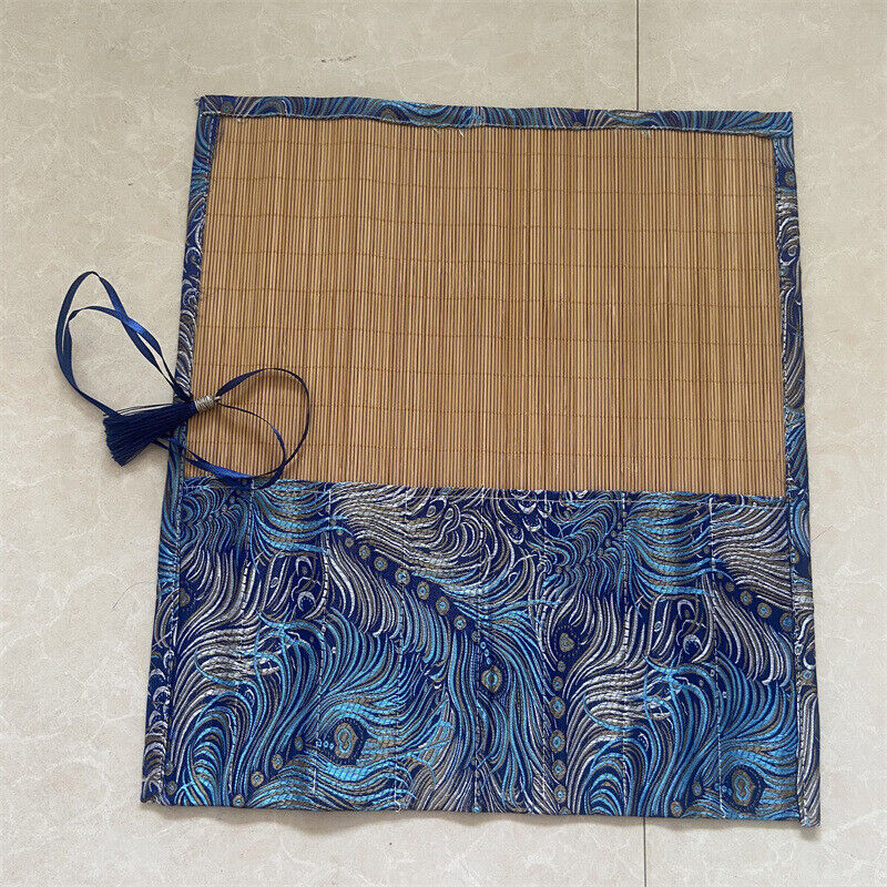 Retro Painting Brushes Holder Storage Bamboo Rolling Bag Calligraphy Pens Case