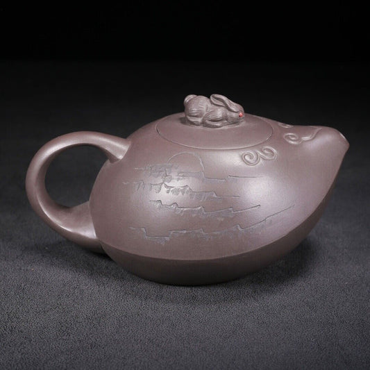 chinese yixing purple clay teapot tea set pot zisha ceramic cute rabbit figurine