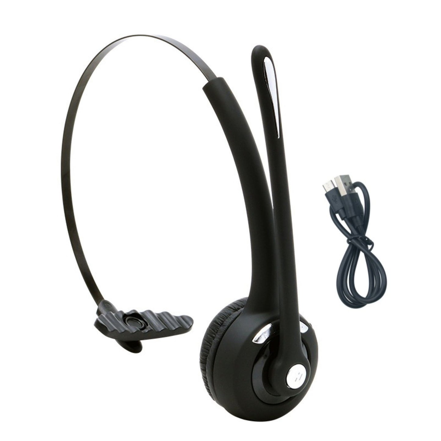 Black Rechargeable Headphone Wireless Bluetooth 5.0 Operator Headset ABS