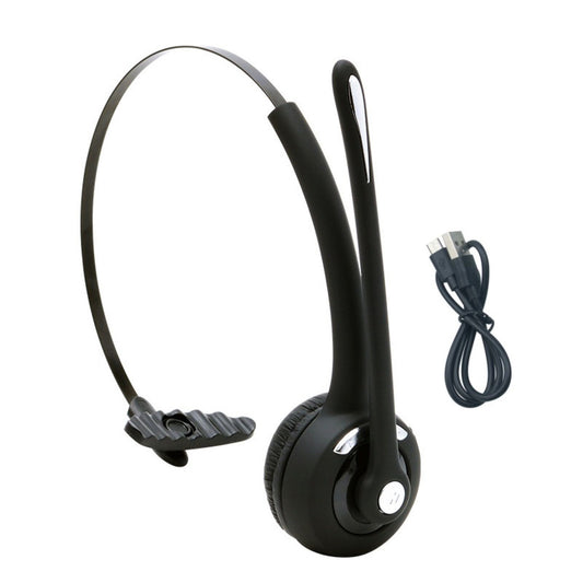 Black Rechargeable Headphone Wireless Bluetooth 5.0 Operator Headset ABS
