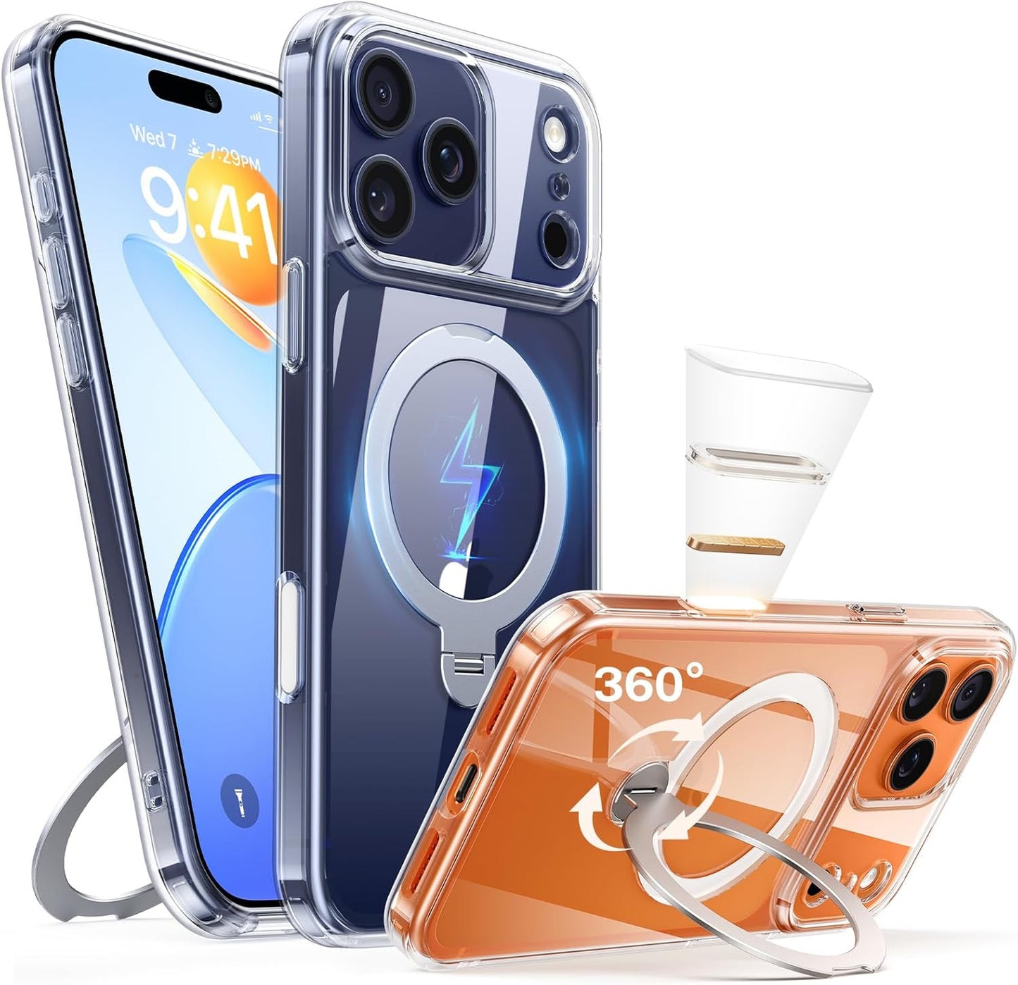 For Iphone 17 Pro Case: with 360° Spin Magnetic Stand, Camera Control Button, Fi