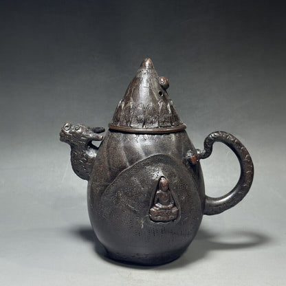 vintage chinese yixing purple clay teapot zisha ceremony carving Collectible art
